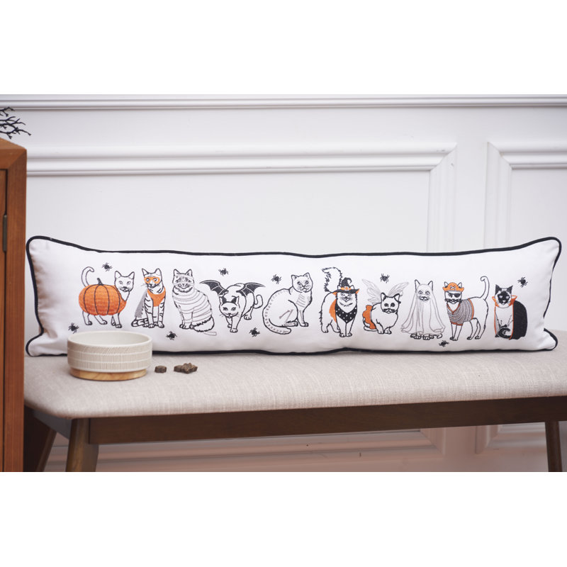 34" x 8" Halloween Cats Throw Pillow