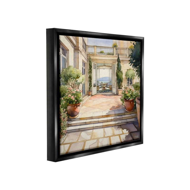 "European Villa Architecture" par RB sur toile, Cadre flottant noir de jais, H 25 po x l 25 po