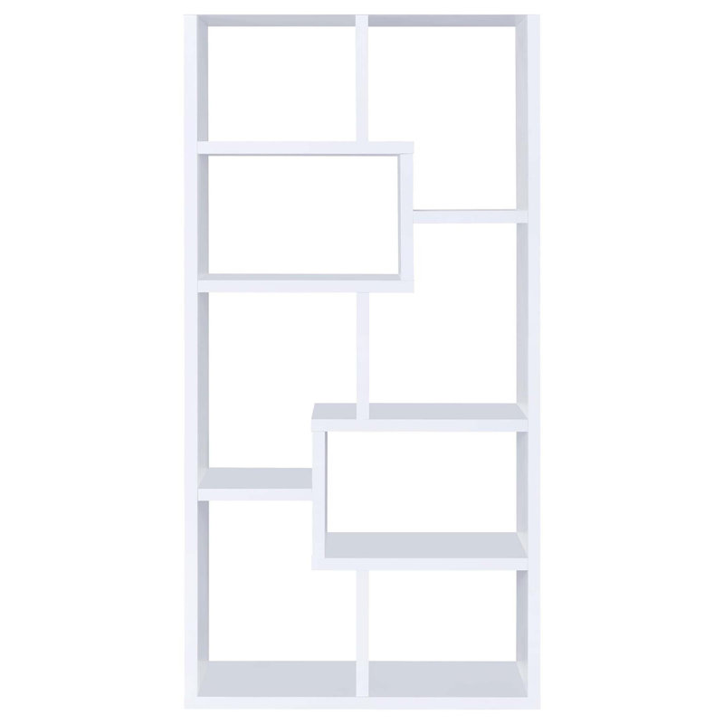 Winou 71"H X 35.5"W Wood Geometric Display Bookcase, White