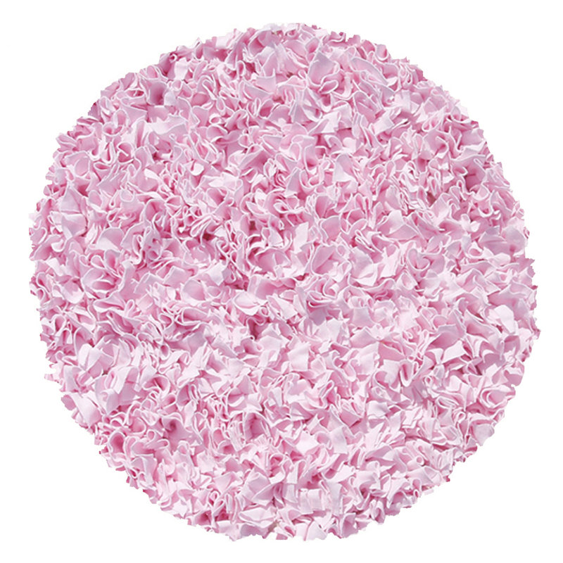 Tapis à poils longs rose en coton, Nouveauté : 3 pi x 3 pi