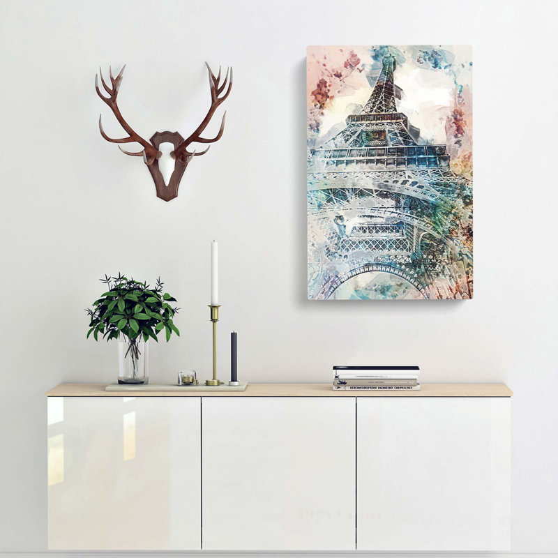 The Eiffel Tower In Paris In Abstract - Wrapped Canvas Painting, 60cm H x 40cm W x 3cm D