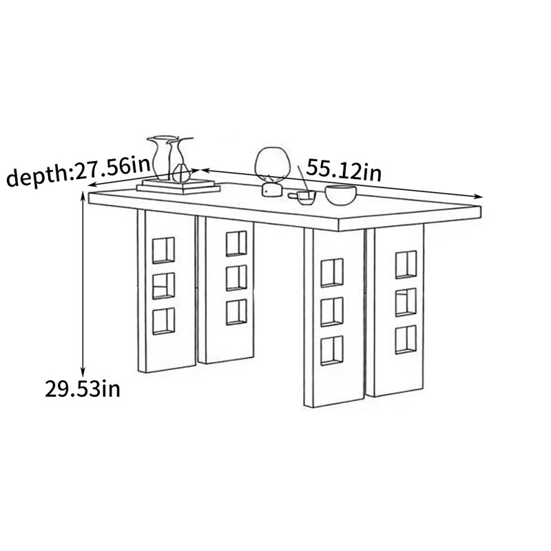 Table de salle à manger rectangulaire à usage domestique, H 29,53 po x L 55,12 po x l 31,5 po