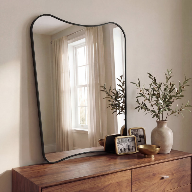 Miroir de salle de bain mural l 24 po x H 36 po Alfie, Noir, Horizontal et vertical, 36 po x 24 po