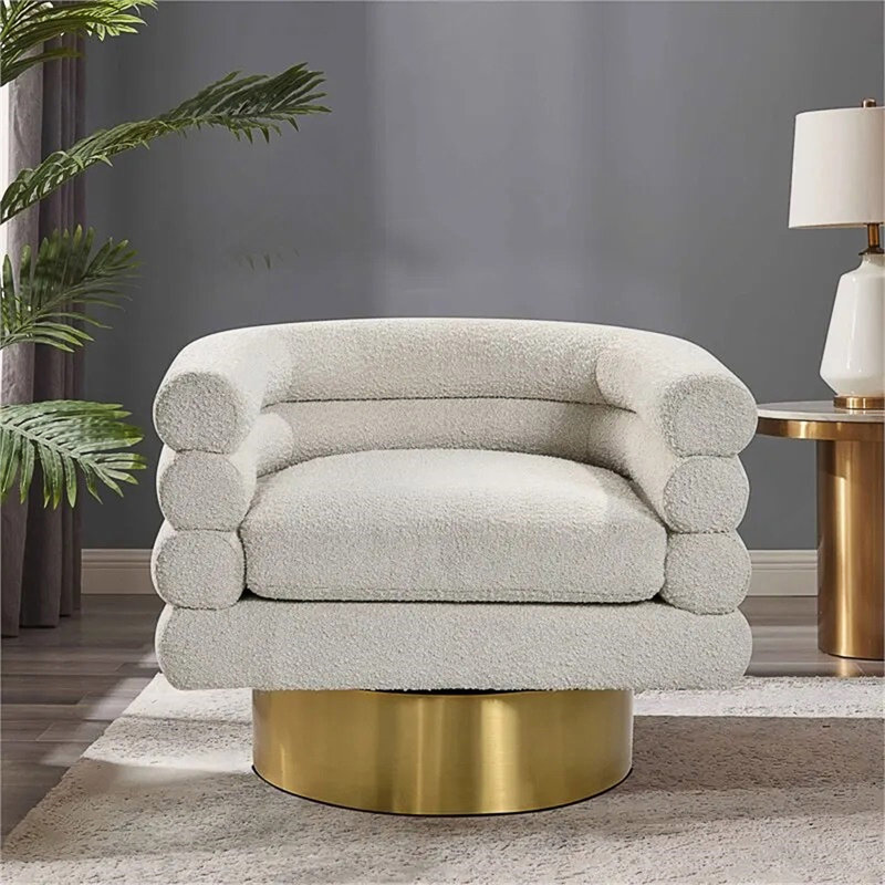 Fauteuil d'appoint pivotant en tissu Modern, Crème