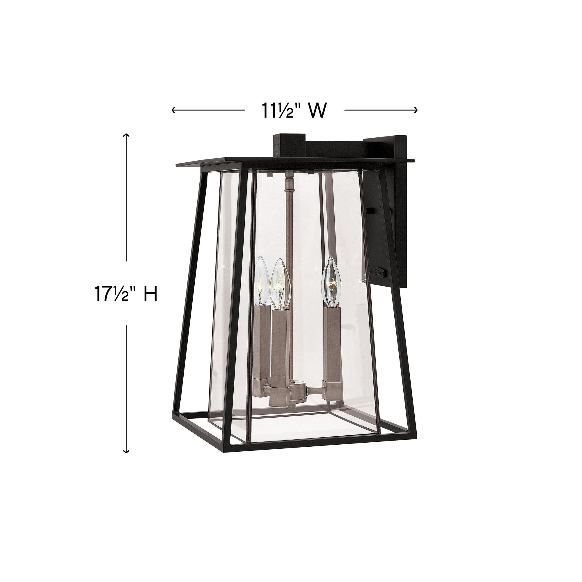 3 Light Bell Outdoor Wall Light, Black
