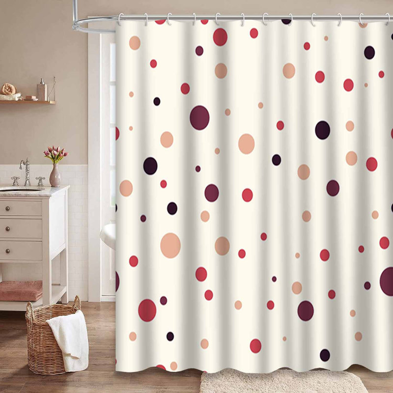 Rideau de douche à motif de cercles à motif géométrique bleu avec 12 crochets, 72" L x 84" W