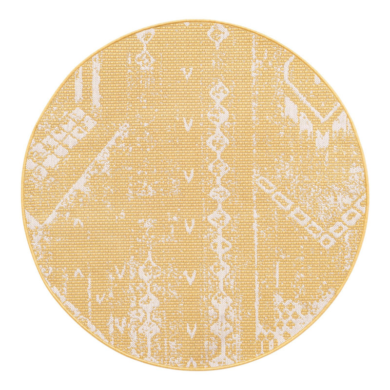 Broux Geometric Indoor / Outdoor Rug, Round 4'