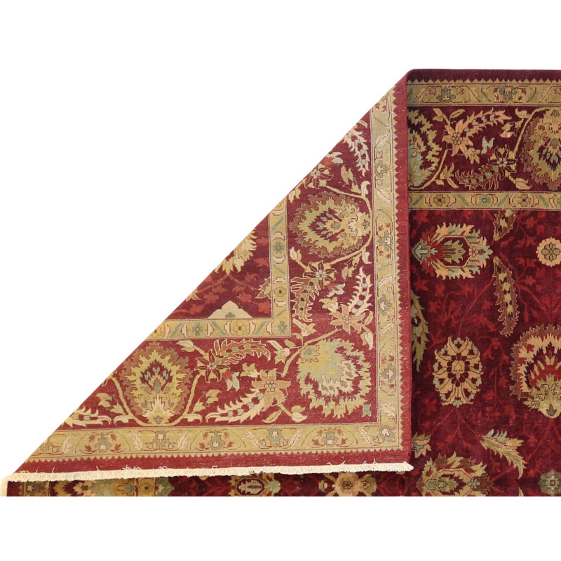One-of-a-Kind Oriental Hand-Knotted Wool Burgundy/Gold/Teal Area Rug