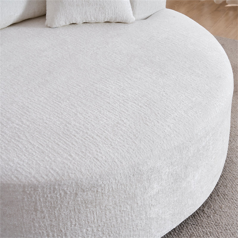 Fauteuil demi-tonneau pivotant Chenille, Beige
