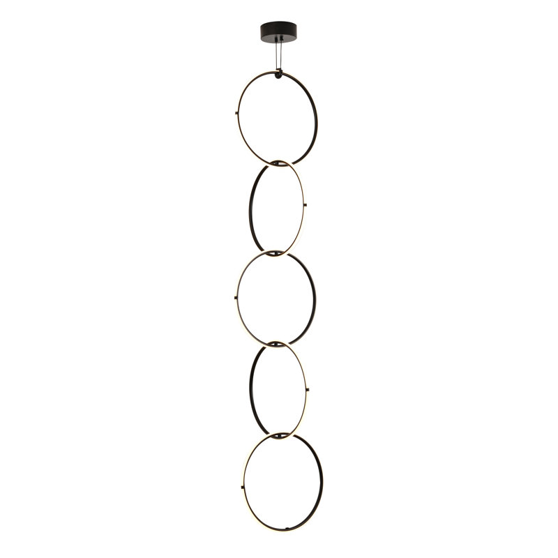 Modern 5-Light Black LED Chandelier With White Acrylic Diffuser