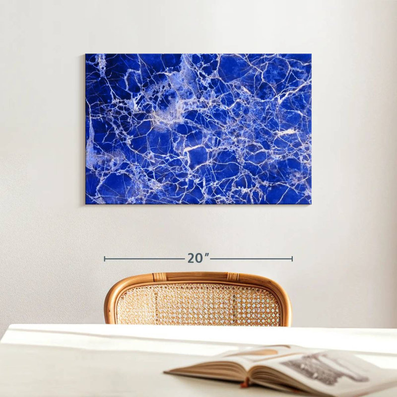 Avery Webbed Marble Blue Abstract, 16" H x 24" W