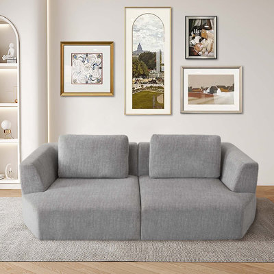 Canapé 98 po en chenille de 98 po, canapé 3 places au design moderne, canapé confortable à assise profonde