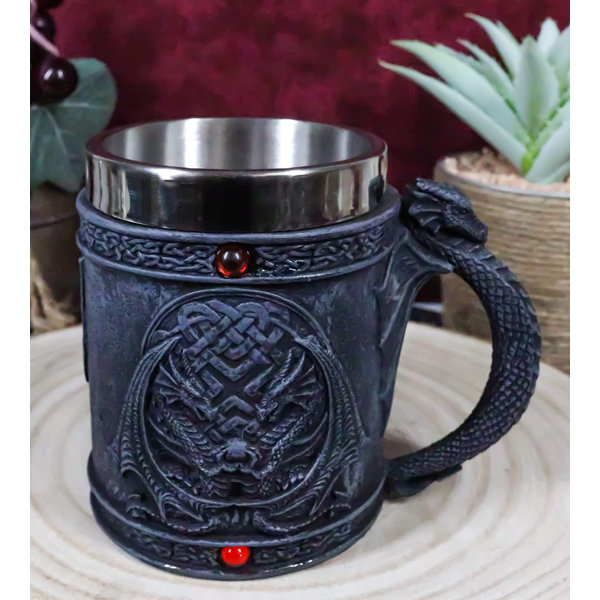 Trinx Celtic Knotwork Dragon Lair Serpentine Drake With Red Gems Coffee ...
