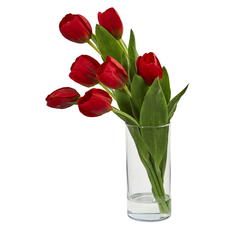 Arrangement floral à tulipes en vase, Rouge