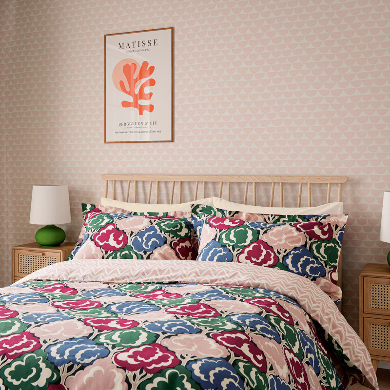 Willow Tree Cotton Floral Duvet Cover Set with Pillowcases, Double Duvet Cover + 2 Pillowcases