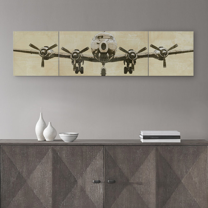 3 Flight Time Canvas Art - Airplane Front Appearance Visual Visualization