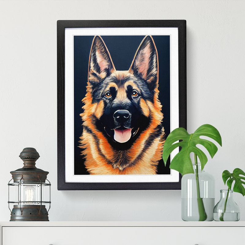 FRM-V0523-1068X German Shepherd Portrait Vol.2 - Picture Frame Print, Black Framed, 46cm H x 34cm W x 2cm D