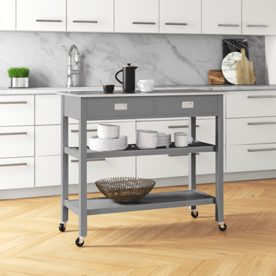 Îlot de cuisine avec plateau en acier inoxydable Ansell