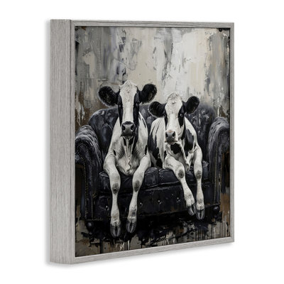 Lounging Cows On Couch Framed Giclee Art, Design By Lsr Creative Studio