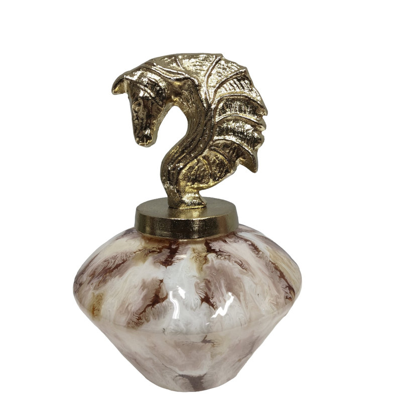 Bouteille décorative en verre avec embout en aluminium, 8.5" H x 4" W x 4" D
