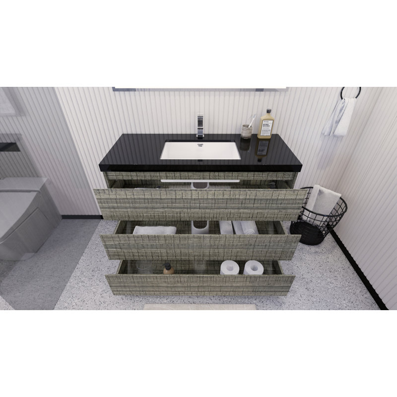 Reyes 47'' Single Bathroom Vanity Base Only, Hight Gloss Ash Gray