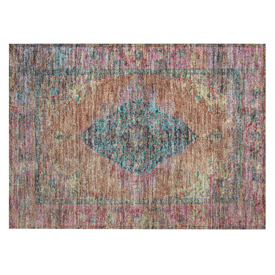 Machine Washable Indoor/Outdoor Xhevrie Orange Rug