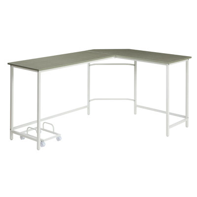 Grey And White L-Shape Computer Desk