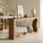 Modern Industrial Farmhouse Console Table – 2-tier Entryway Table With Wavy Lines & Natural Wood Grain-206652335