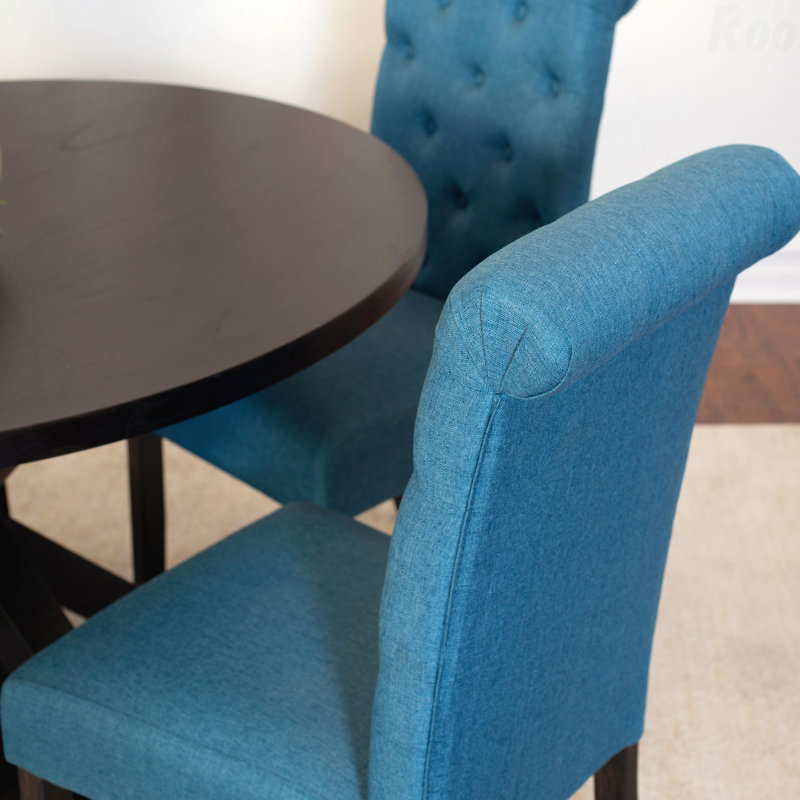 5-piece Dining Set, Cross-Buck Dining Table with 4 Stylish Chairs, Blue
