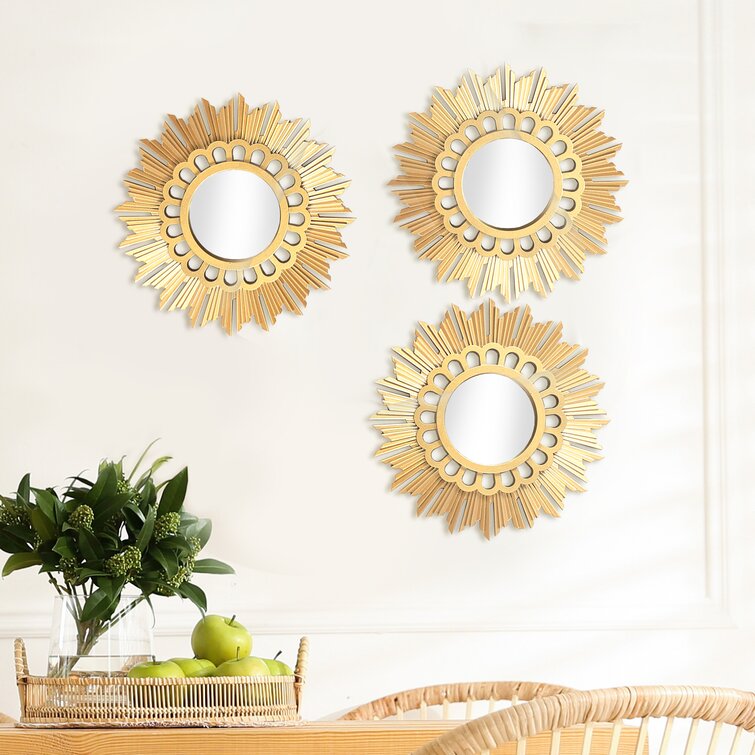 Small Wall Mirrors Decorative Set of 3, Round Mirrors for Wall Decor  Bedroom Li