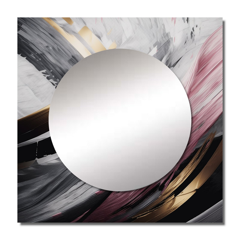 Miroir mural de salon abstrait Halewood, 36 po x 36 po