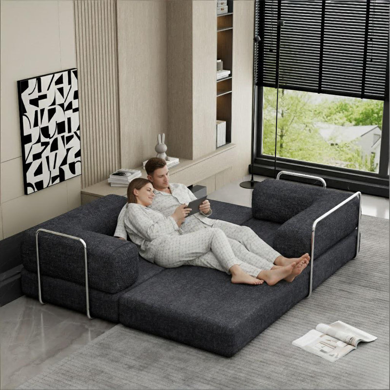 3 Seater Sofa & Chaise, DarkGrey, Chenille