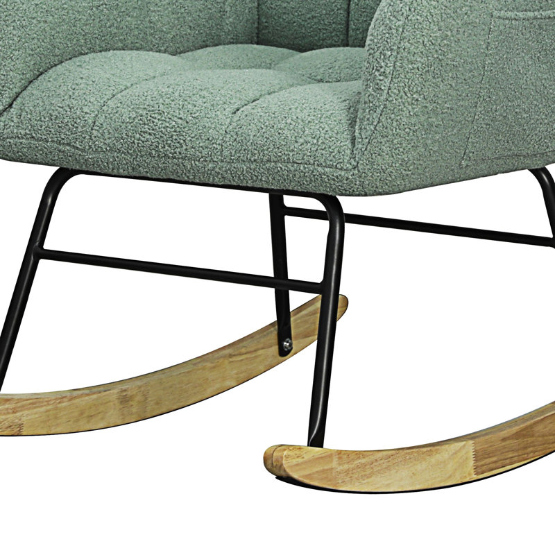 Rocking Accent Chair, Light Green Teddy