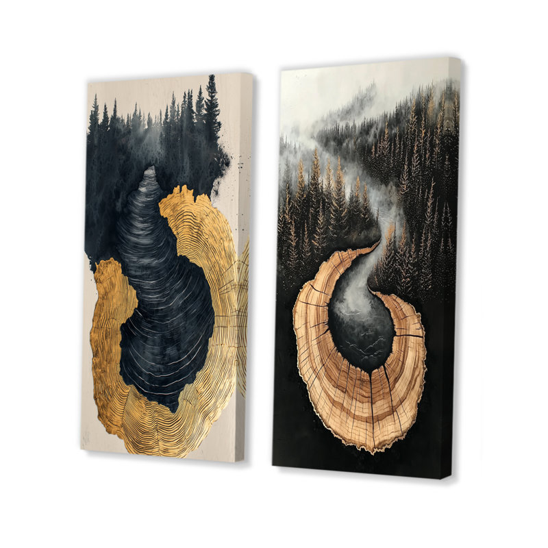 «Dark Forest», collection d'art mural 2 pièces, Toile tendue, H 28 po x l 25 po