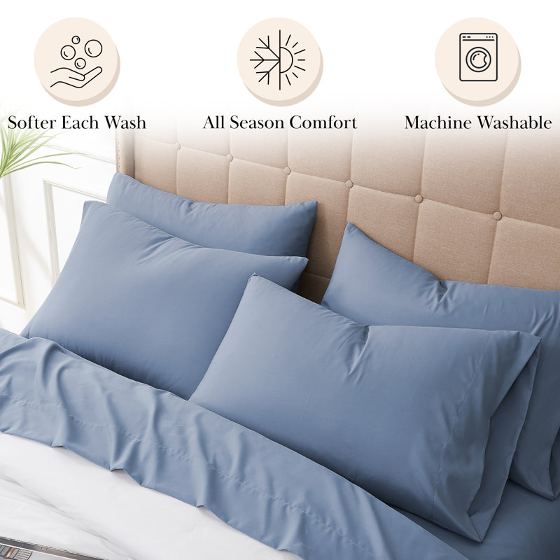 Ensemble de draps Essentials Deep Southens par Southshore Fine Linens, Très grand californien, Bleu acier