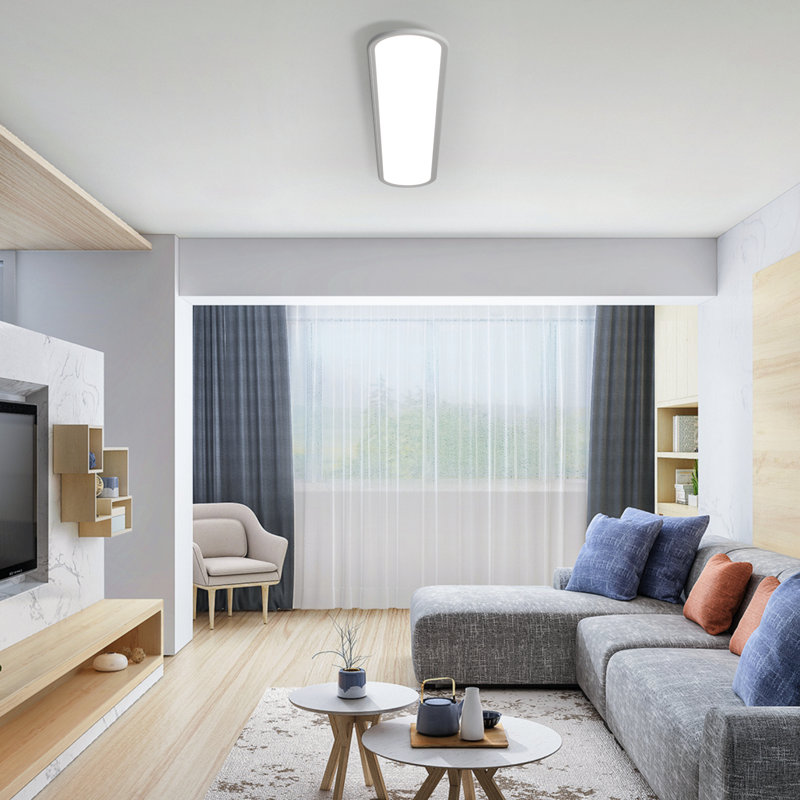 Deshunda 1-Light LED Flush Mount, White, 4cm H x 120cm W x 20cm D