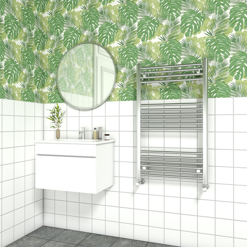 Wiest Straight Heated Towel Rail Radiator Bathroom Ladder Warmer, Chrome, 100cm H x 60cm W x 3cm D, Straight Towel Rail