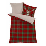 Ensemble de housse de couette 100% coton 2 pièces rouge / vert / brun Speers