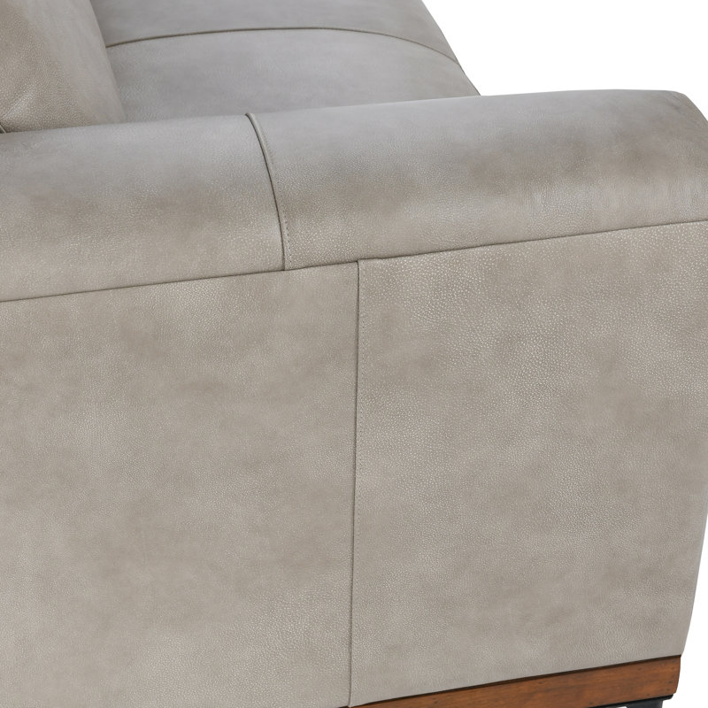 Bentley 95'' Leather Match Square Arm Sofa, Gray Leather Match