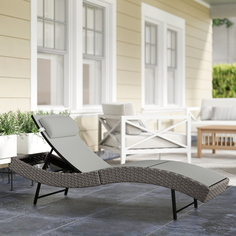 198cm Long Single Chaise, Light Grey/Grey