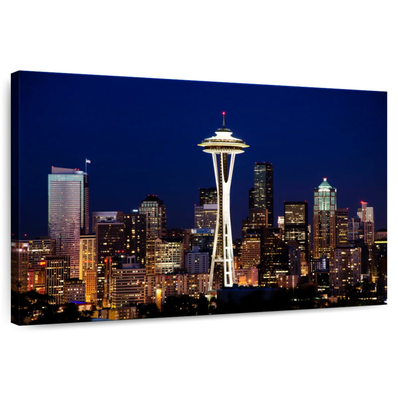 Ravi Seattle Night Cityscape, 20" H x 30" W