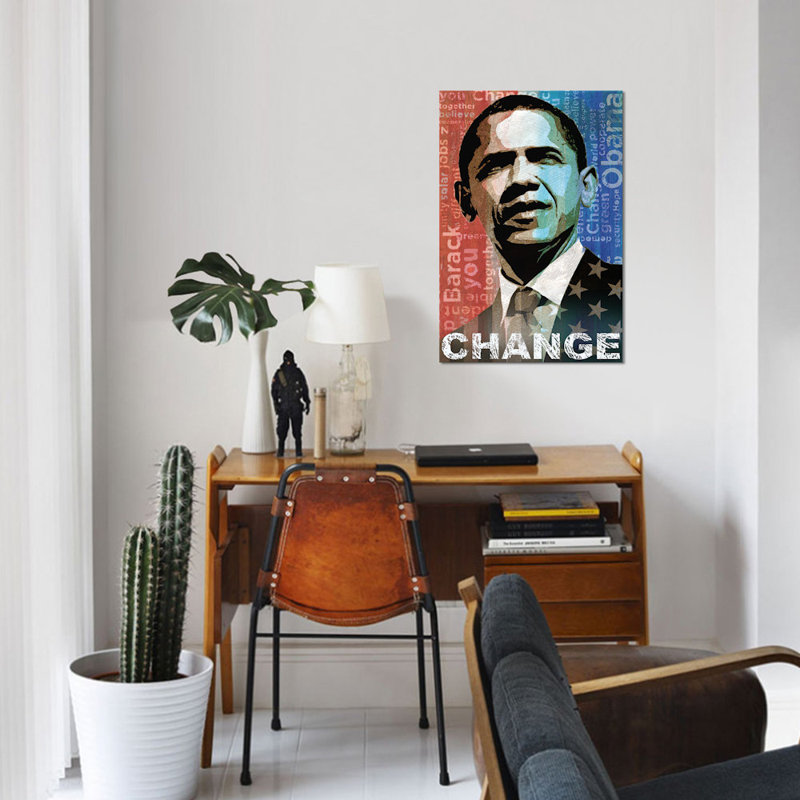 « obama : change », reproduction d’impression sur toile, H 40 po x l 26 po x P 1,5 po, Toile tendue, Pas de tapis
