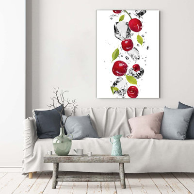 Cherries And Water - Wrapped Canvas Print
