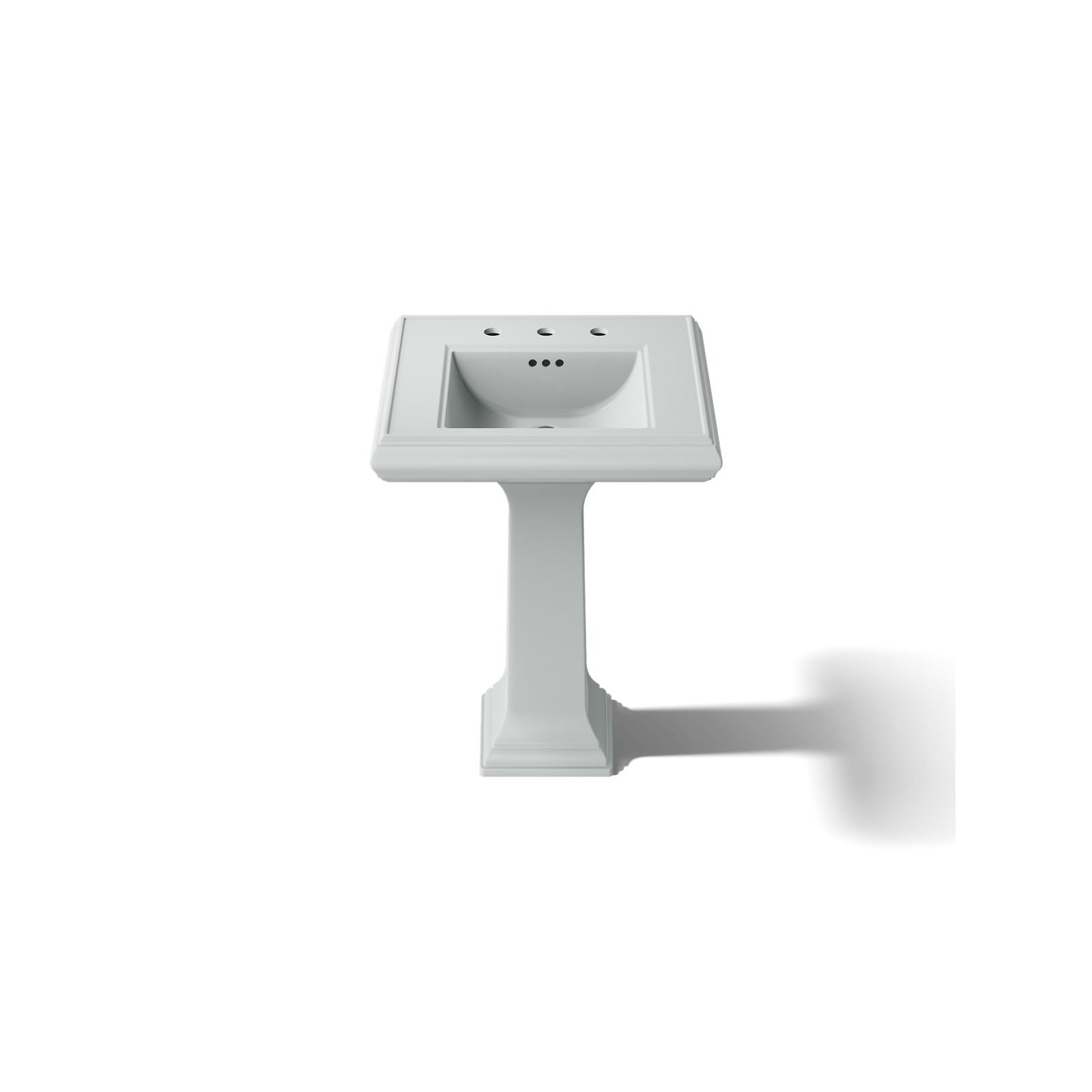 Memoirs 26.375" Tall Rectangular Pedestal Bathroom Sink with Overflow, Ice Gray, 8" Centers