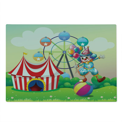 Ambesonne Colorful Cutting Board Large Size Clown Inflatable Ball Multicolor