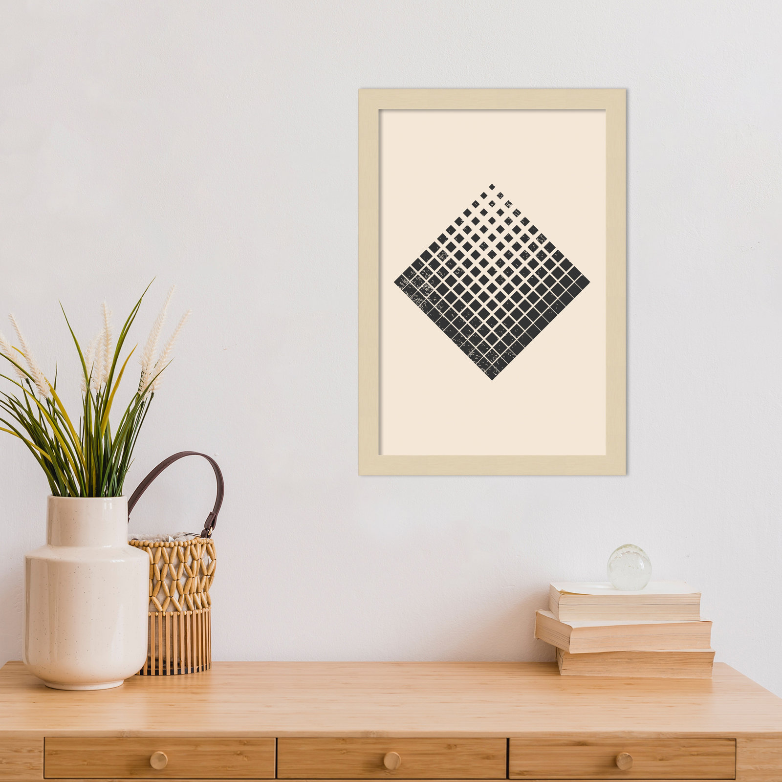 Minimal Halftone Shapes No. 3 Print, 17" H x 12" W x 1" D, Brown
