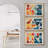 Abstract Vibrant Color Blocks " Bright Orange Mid-Century Modern Retro Shape Polygon " 3 - Pieces-100136155-100136156