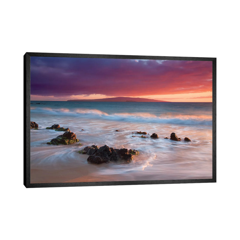 Soft Maui Sunset by Dennis Frates - Print on Canvas, Black Framed, 45.72cm H x 66.04cm W x 3.81cm D