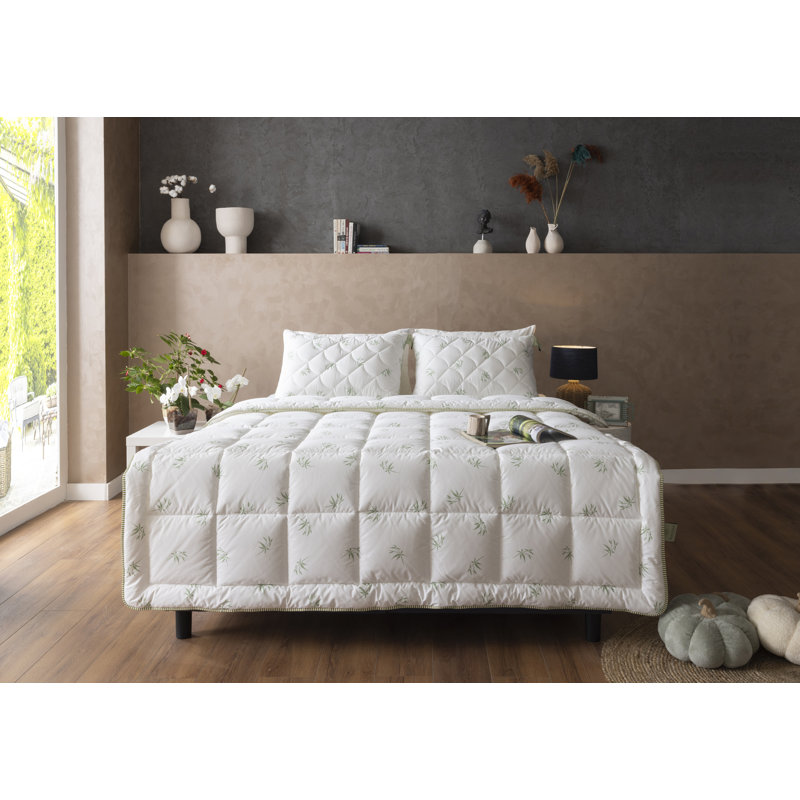 Édredon en bambou avec housse en tissu de bambou Duvetta, Lit simple