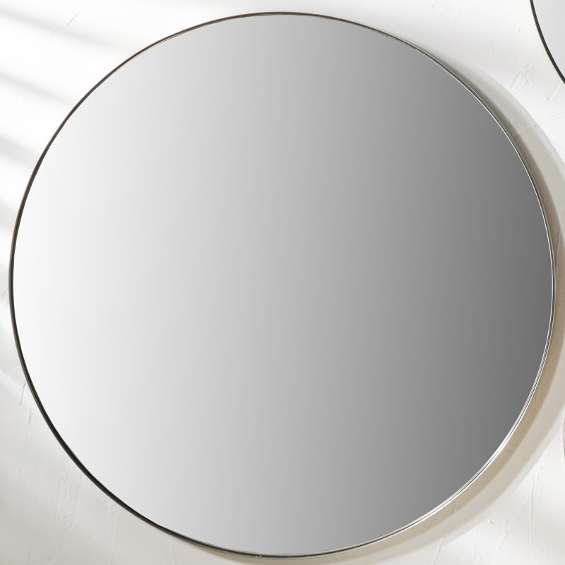 Stainless Steel Round Mirror, 100cm x 100cm, Brushed Silver